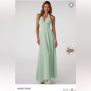 Azazie halter dress in color agave